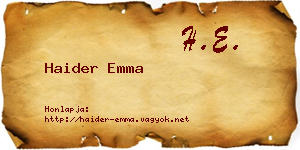 Haider Emma névjegykártya